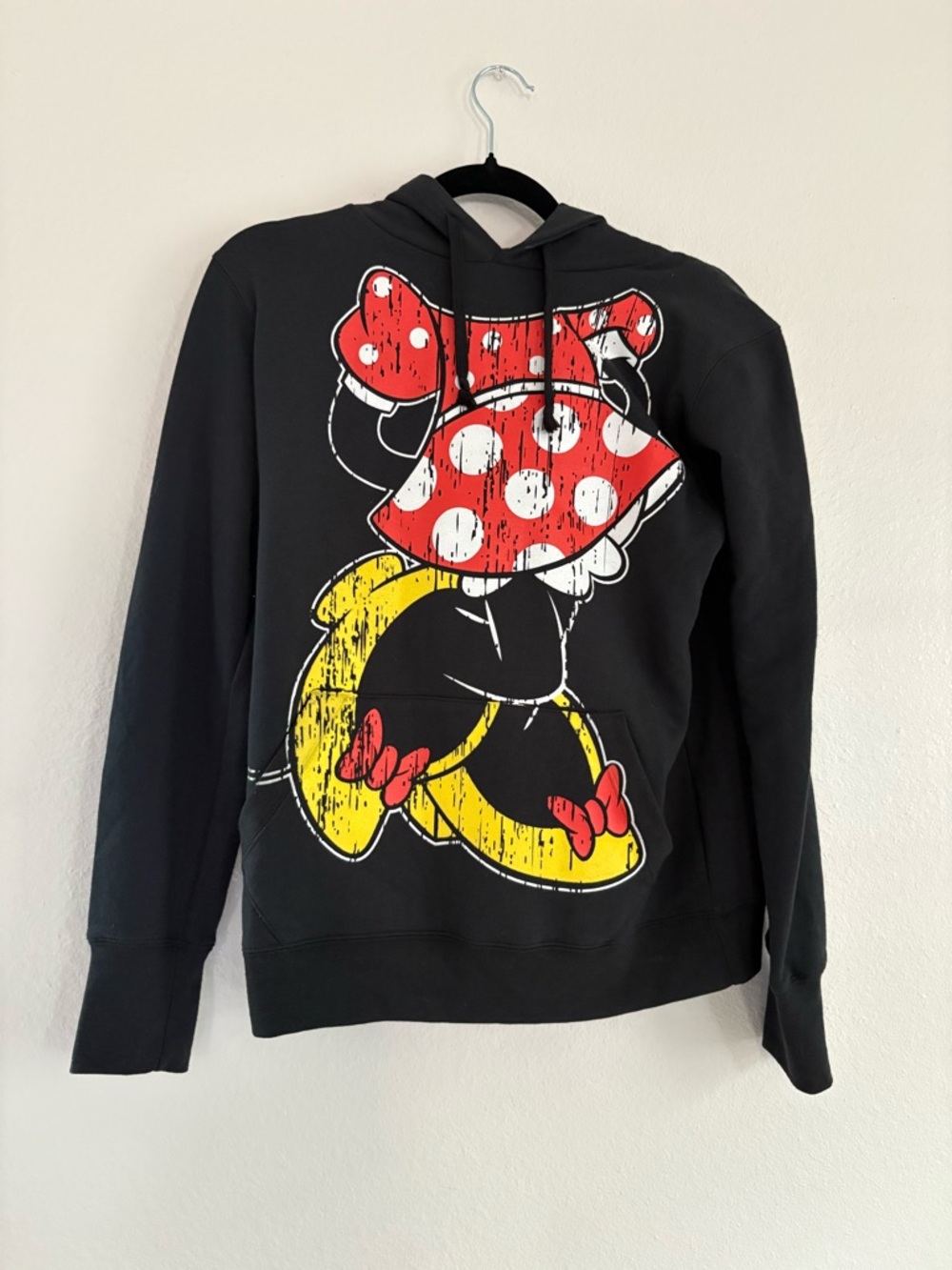 Disney Parks Size M Minnie Mouse Hoodie  W/ Ears & Bow Drawstring Sweatshirt